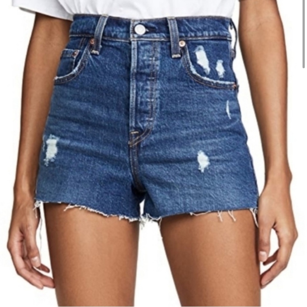 Levi's Ribcage High Rise Jean Shorts Charleston Denim